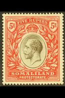 \Y 1912-19\Y 5r Black & Scarlet, SG 72, Very Fine Mint For More Images, Please Visit Http://www.sandafayre.com/itemdetai - Somaliland (Protectoraat ...-1959)