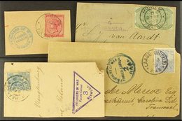 \Y BOER WAR\Y BERMUDA CENSOR CACHETS On Four Good Sized Pieces, All Different With Two Circular Types, One Without Numbe - Unclassified