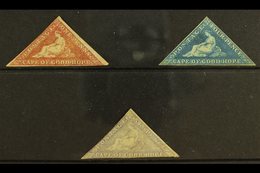 \Y CAPE OF GOOD HOPE\Y 1855 Unused Selection With 1d Brick Red, 4d Blue, 6d Pale Rose Lilac On White . Cat SG £7200. (4  - Zonder Classificatie