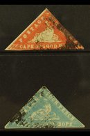 \Y CAPE OF GOOD HOPE\Y 1861 1d Vermilion And 4d Pale Milky Blue "Woodblocks", SG 13 & 14 Used. A Very Presentable Pair,  - Unclassified