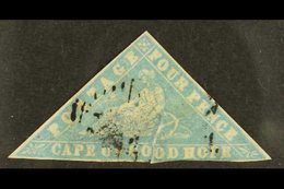 \Y CAPE OF GOOD HOPE\Y 1861 "wood-block" 4d Pale Milky Blue, SG 14, Used, Thinned And A Repaired Tear. Cat £2,000. For M - Unclassified