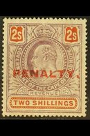 \Y CAPE\Y REVENUE 1911 2s Purple & Orange Ovptd "PENALTY" Barefoot 4, Never Hinged Mint, Minor Vertical Crease, Scarce.  - Unclassified