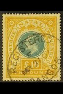\Y NATAL\Y 1902 £10 Green And Orange, SG 145,a Rare And Dangerous Forgery On Genuine Watermarked Paper, With Oval Regist - Unclassified