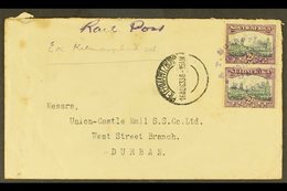 \Y 1933 "RAIL POST" COVER\Y 1933 (16 Aug) Cover To Durban, Endorsed "Rail Post", Bearing 2d Vertical Pair Tied By "A.T.S - Non Classés