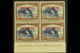 \Y OFFICIAL\Y 1951-2 2d TRANSPOSED OVERPRINTS In An Imprint Block Of Four, SG O26a, Top Pair Lightly Hinged, Lower Pair  - Zuidwest-Afrika (1923-1990)