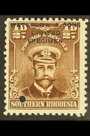 \Y 1924/9\Y ½d Admiral In Brown, Perf 12½, Printers Sample, Overprinted "Waterlow & Sons / Limited / Specimen" And Punch - Southern Rhodesia (...-1964)