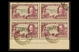 \Y 1935\Y 6d Black & Purple Silver Jubilee, SG 34, Very Fine Cds Used Lower Marginal IMPRINT BLOCK Of 4 With Full 'Water - Zuid-Rhodesië (...-1964)