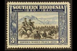 \Y 1940\Y 3d Black & Blue Golden Jubilee "CAVE" FLAW Variety, SG 57a, Very Fine Mint, Very Fresh. For More Images, Pleas - Southern Rhodesia (...-1964)