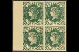 \Y 1862\Y 2r Deep Green Imperf, SG 74b (Edifil 62) Mint BLOCK OF FOUR With Full Margins From The Left Side Of The Sheet. - Other & Unclassified