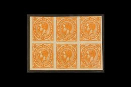 \Y 1876 WAR TAX.\Y 1876 5c IMPERF. COLOUR TRIAL In Deep Orange Rather Than The Issued Green, A BLOCK OF SIX With Margins - Sonstige & Ohne Zuordnung