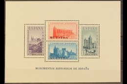 \Y 1938\Y (Feb) Historic Monuments Perforated Miniature Sheet Overprinted "MUESTRA", Edifil 847M, Never Hinged Mint. For - Other & Unclassified