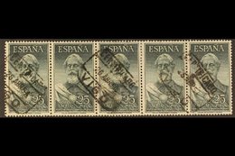 \Y 1953\Y 25p Legazpi Air Stamp, SG 1191 (Edifil 1124), Used STRIP OF FIVE With Neat Certificado Datestamp Cancels. Rare - Andere & Zonder Classificatie