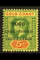 \Y ANGLO-FRENCH OCCUPATION\Y 1915 5s Green & Red On Yellow Overprint On Gold Coast With SMALL "F" IN "FRENCH" Variety, S - Altri & Non Classificati