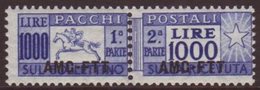 \Y ZONE A\Y 1954 Parcel Post 1000L, Sass 26, Never Hinged Mint Horizontal Pair. For More Images, Please Visit Http://www - Autres & Non Classés