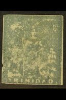 \Y 1860\Y 1d Bluish Grey Litho Britannia, Fifth Issue SG 19, Four Margins And Very Light Cancel, Small Nick Into Margin  - Trinidad & Tobago (...-1961)