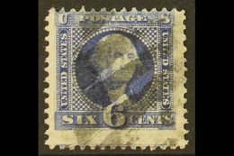 \Y 1869\Y 6c Ultramarine Washington Pictorial, SG 117, Scott 115, Centered To Top, Neat Barred Cancel.  For More Images, - Andere & Zonder Classificatie