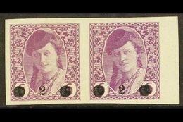 \Y ISSUES FOR BOSNIA\Y 1919 "2" On 6h Mauve Surcharge (Michel 27, SG 50), Mint Marginal Horizontal PAIR, Fresh, Minor Ri - Andere & Zonder Classificatie