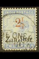 \Y 1895-98\Y 2½ On 2a Pale Blue With INVERTED "1" In "½", SG 26j, Used With Rounded Corner. A Clear Example Of The Error - Zanzibar (...-1963)