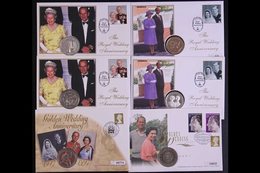 \Y COIN COVERS\Y 1997 ROYAL GOLDEN WEDDING ANNIVERSARY Attractive Collection Of All Different COIN COVERS, Includes Seve - Autres & Non Classés