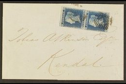 \Y 1841\Y 2d Deep Full Blue, Vertical Imperf Pair, SG 15, Used On 1852 Entire To Kendal, Lovely Item With Large Margins  - Other & Unclassified