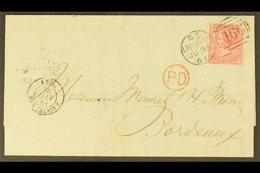 \Y 1861\Y (25 June) Entire Letter Addressed To France, Bearing 1855-57 4d Rose-carmine SG 66 (corner Fault) Tied By "Liv - Other & Unclassified