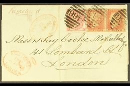 \Y 1872\Y (15 Apr) Registered Entire From Liverpool To London, Franked 1858 1d Pl.123 PAIR And 1867 3d Rose Pl.7, Each T - Andere & Zonder Classificatie