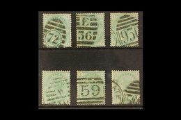 \Y 1873-80\Y 1s Green, Plates 8 To 13 Complete, SG 150, Good Used, All With Full Perfs, cat.£1045 (6 Stamps). For More I - Sonstige & Ohne Zuordnung