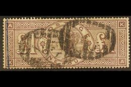 \Y 1884\Y £1 Brown-lilac, Wmk Crowns, SG 185, Used With Light London Barred Ovals & Blue Crayon Line At Left. Fresh Colo - Autres & Non Classés