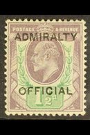 \Y OFFICIAL\Y ADMIRALTY 1903 1½d Dull Purple & Green With "ADMIRALTY OFFICIAL" Overprint, SG O103, Fine Mint, Expertized - Non Classés