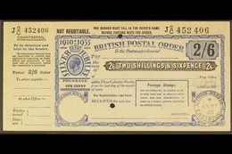 \Y POSTAL ORDER\Y 1935 Silver Jubilee 2s6d Postal Order With Full Counterfoil At Left, Two Security Punch Holes, "EASTBO - Zonder Classificatie