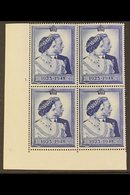 \Y 1948\Y £1 Royal Silver Wedding (SG 494) CORNER CYLINDER BLOCK OF FOUR Never Hinged Mint, One Tone Spot In Margin Othe - Unclassified