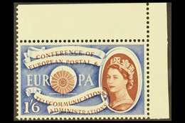 \Y 1960 EUROPEAN POSTAL CONFERENCE\Y 1s6d Brown & Blue, SG 622, Corner Marginal Showing A BROWN COLOUR DOWNWARD SHIFT Pr - Other & Unclassified