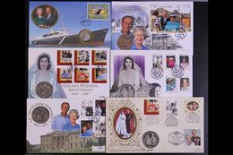 \Y COIN COVERS\Y 1997 ROYAL GOLDEN WEDDING ANNIVERSARY Attractive Collection Of All Different COIN COVERS, Includes Guer - Autres & Non Classés