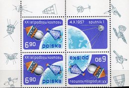 Sputnik 1977 Poland 2539 KD+VB ** 5€ Raumfahrt USA Explorer UdSSR Wostok Erde Sputnik Bloc Space Se-tenant Bf POLONIA - Plaatfouten & Curiosa