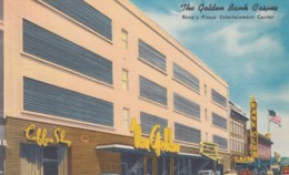 Reno Nevada, Golden Bank Casino, Street Scene Autos, C1950s Vintage Linen Postcard - Reno