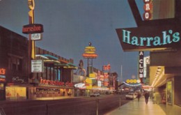 Reno Nevada, South Virginia St. Casinos, Street Scene At Night, C1960s Vintage Postcard - Reno