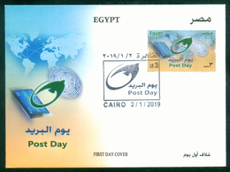 EGYPT / 2019 / POST DAY / MAP / FINGER PRINT / BIRD / TABLET COMPUTER / FDC - Storia Postale