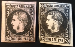 Romania 1866 20 Par. On THICK + THIN PAPER, Michel 16 X + Y Mint (Roumanie Rumänien King Carol - 1858-1880 Fürstentum Moldau