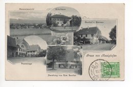 Gruss Aus HESSIGKOFEN Solothurn Schulhaus Gasthof Post Handlung Gel. 1908 V. Balm Bei Messen - Autres & Non Classés