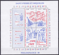 Saint Pierre Et Miquelon Bicentenaire De La Révolution Philexfrance 89 Bloc Et Feuillet N°3 Neuf** - Hojas Y Bloques