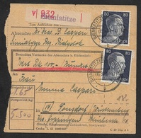 1944 - DR - PAKETBEGLEITBRIEF POLEN SIEMIATITZE Siemiatycze 2x 80Pfg, 1x 5Pfg - Cartas