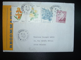 LR Pour La FRANCE TP 10,00 + TP ROSE 5,00 + TP IRIS 3,00 + TP 0,30 OBL.14-12 1990 MONACO CONDAMINE GA (GUICHET ANNEXE) - Storia Postale