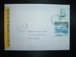 LR Pour La FRANCE TP 10,00 + TP JO ALBERTVILLE 7,00 OBL.23-3 1992 MONACO HERCULIS AP (AGENCE POSTALE) - Lettres & Documents