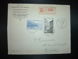 DEVANT LR TP 3F + TP 2F OBL.11-5 43MONACO-VILLE PRINCIPAUTE - Storia Postale