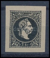 (*) 1867 2kr Próbanyomat Gumi Nélküli Papíron, Fogazatlan, Fekete Színben. Rendkívül Ritka! - Sonstige & Ohne Zuordnung