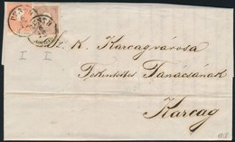 1858 5kr + 10kr Mindkettő I Típus Levélen 'PESTH Abends' - Karcag - Autres & Non Classés
