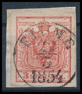 1850 3kr HP III. Intenzív Szín, Fehér Folt A Címerben 'FIUME 1854' - Andere & Zonder Classificatie