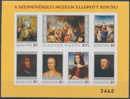 ** 1984 Szépművészeti Múzeum Ellopott Kincsei Vágott Blokk (7.000) (pici Saroktörés / Corner Fold) - Autres & Non Classés