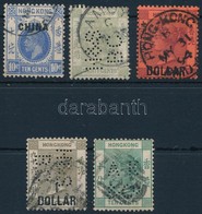 O Hongkong 5 Db Klasszikus Bélyeg 1885-től, Ebből 3 Perfin / 5 Classic Stamps Incl. 3 Perfins - Autres & Non Classés