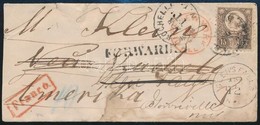 ~1872 Réznyomat 15kr Ajánlott Levélen Az USA-ba, Többszor Továbbküldve (szakadás, Foltok) - Otros & Sin Clasificación